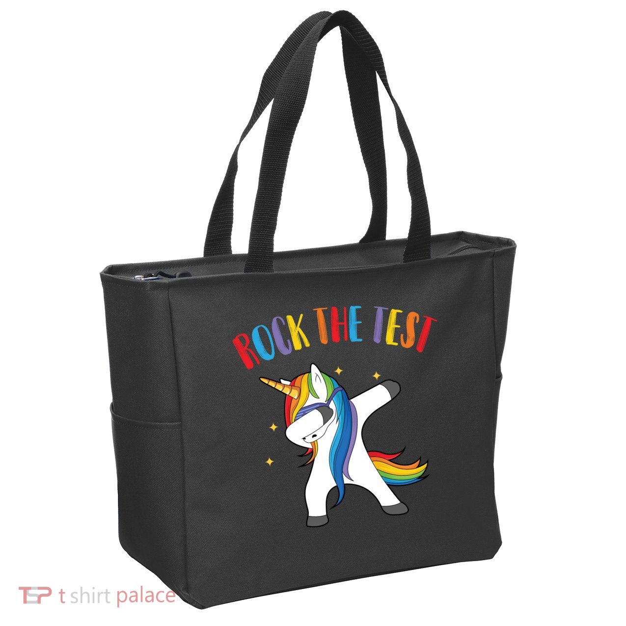 Rock The Test Dabbing Unicorn Zip Tote Bag