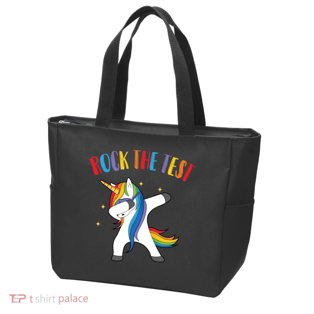 Rock The Test Dabbing Unicorn Zip Tote Bag