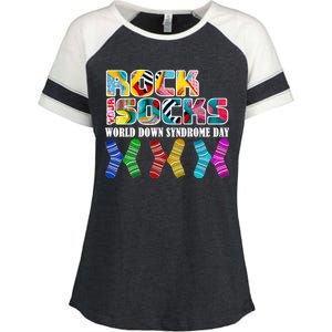 Rock Your Socks For World Down Syndrome Day Enza Ladies Jersey Colorblock Tee