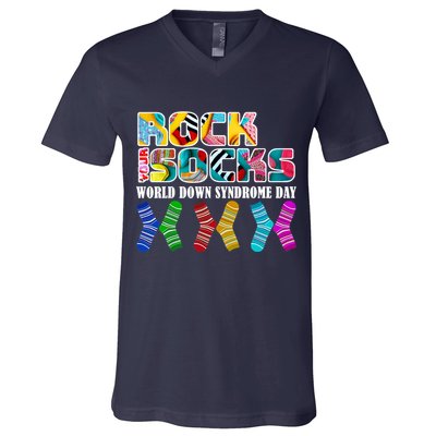 Rock Your Socks For World Down Syndrome Day V-Neck T-Shirt