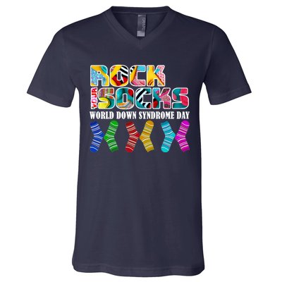 Rock Your Socks For World Down Syndrome Day V-Neck T-Shirt