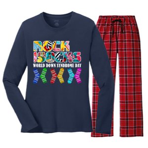 Rock Your Socks For World Down Syndrome Day Women's Long Sleeve Flannel Pajama Set 