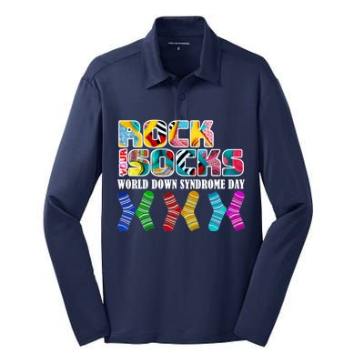 Rock Your Socks For World Down Syndrome Day Silk Touch Performance Long Sleeve Polo