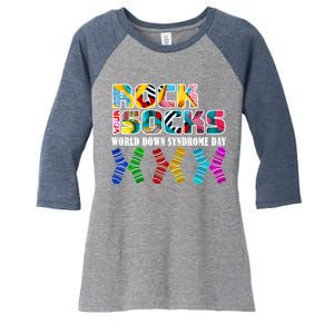 Rock Your Socks For World Down Syndrome Day Women's Tri-Blend 3/4-Sleeve Raglan Shirt