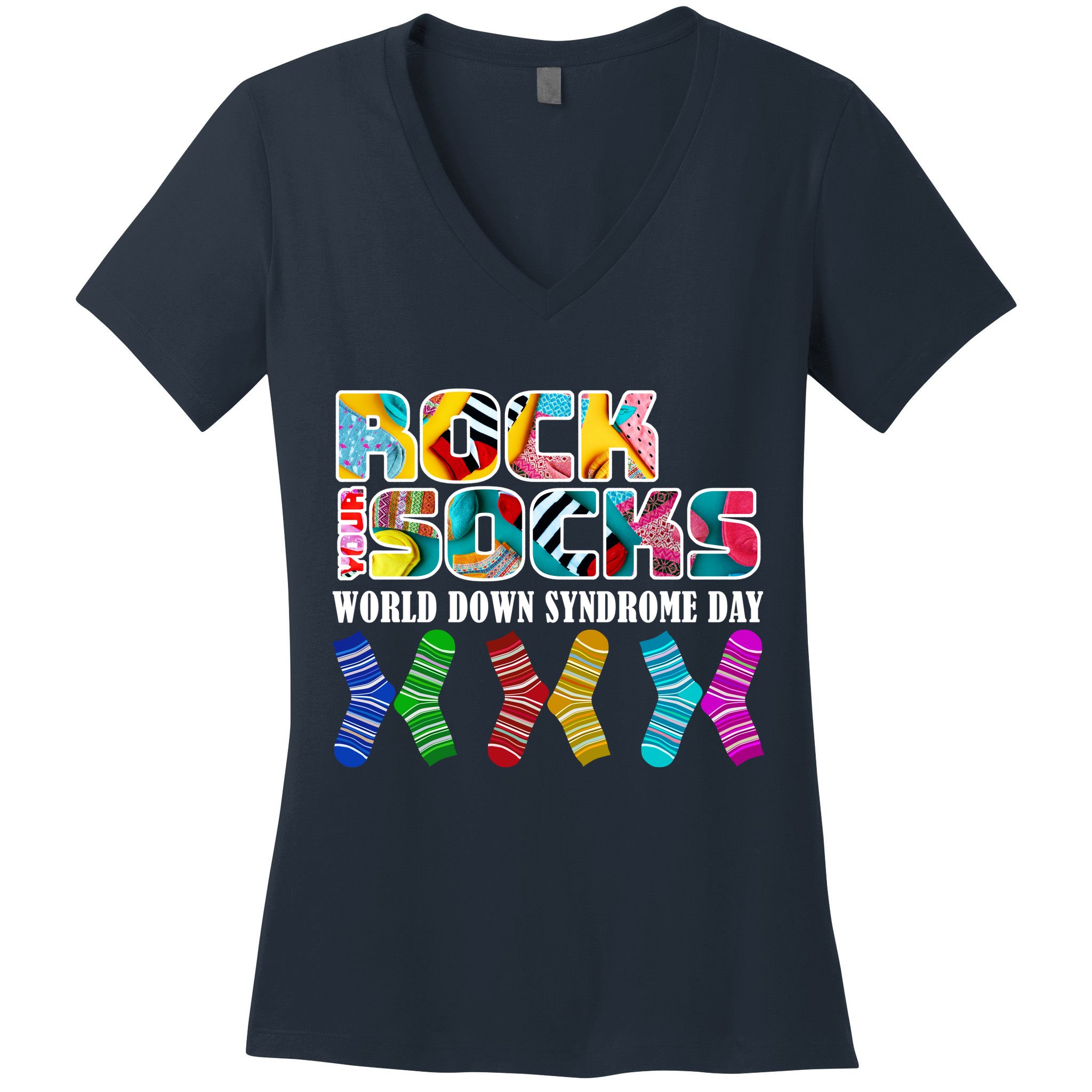 Rock Your Socks For World Down Syndrome Day Women's V-Neck T-Shirt