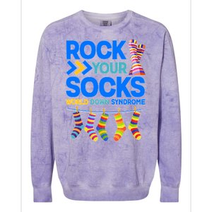 Rock Your Socks World Down Syndrome Awareness Day Colorblast Crewneck Sweatshirt