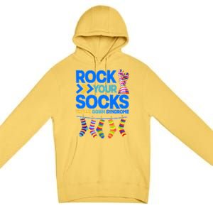 Rock Your Socks World Down Syndrome Awareness Day Premium Pullover Hoodie