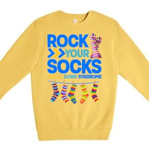 Rock Your Socks World Down Syndrome Awareness Day Premium Crewneck Sweatshirt