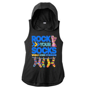 Rock Your Socks World Down Syndrome Awareness Day Ladies PosiCharge Tri-Blend Wicking Draft Hoodie Tank