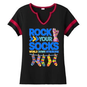 Rock Your Socks World Down Syndrome Awareness Day Ladies Halftime Notch Neck Tee