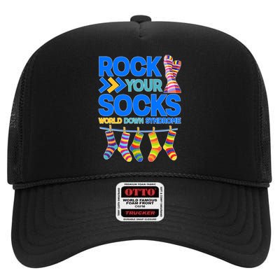 Rock Your Socks World Down Syndrome Awareness Day High Crown Mesh Back Trucker Hat