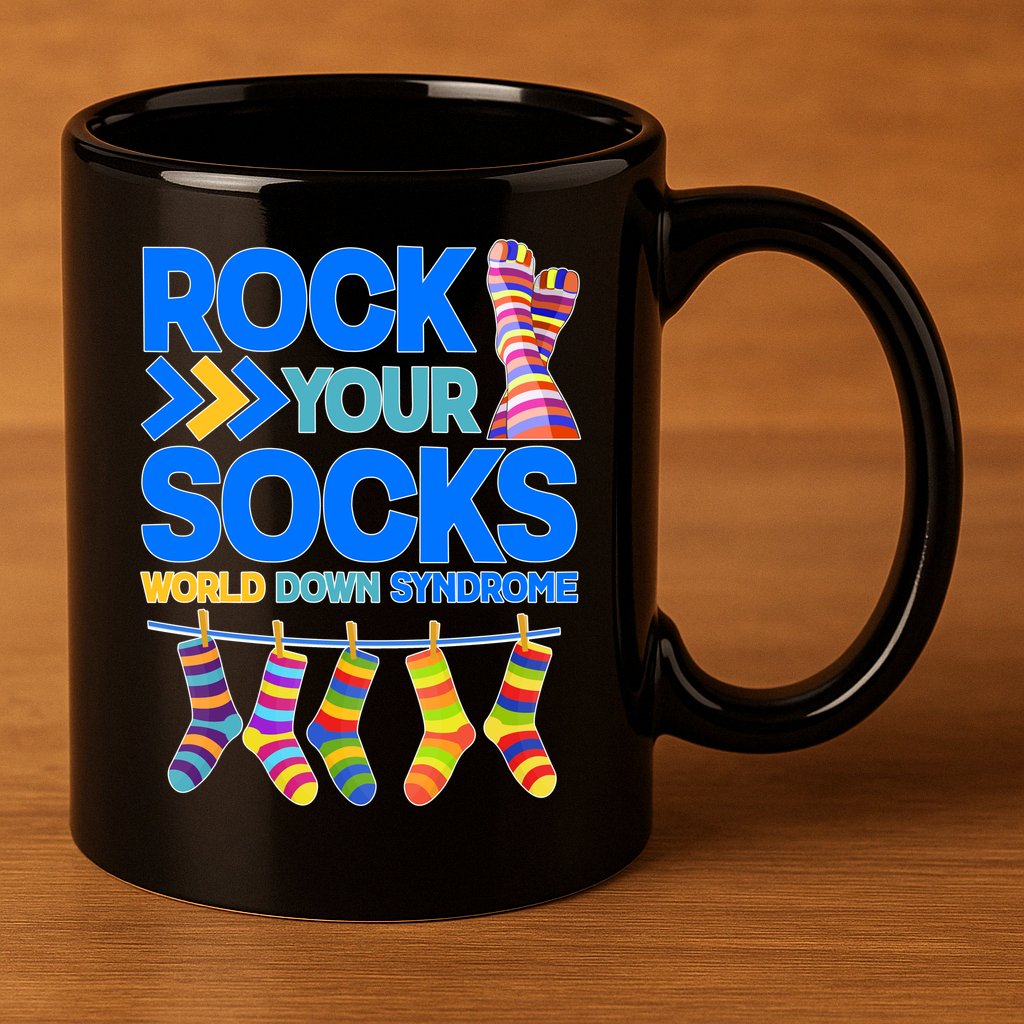 Rock Your Socks World Down Syndrome Awareness Day 11oz C Handle Ceramic Mug