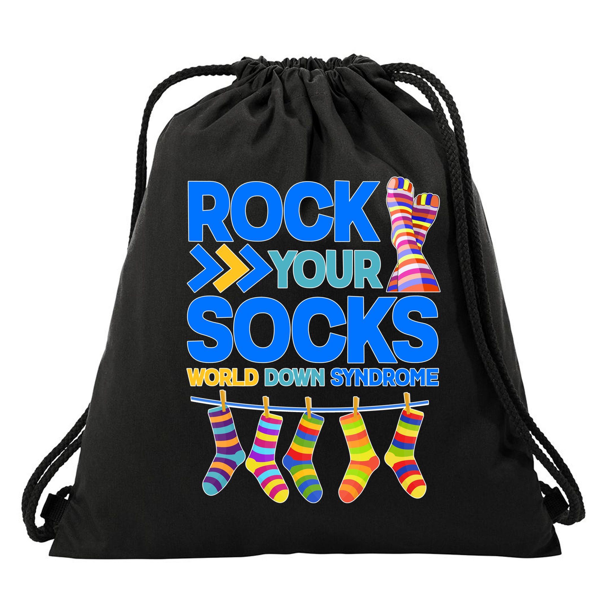 Rock Your Socks World Down Syndrome Awareness Day Drawstring Bag