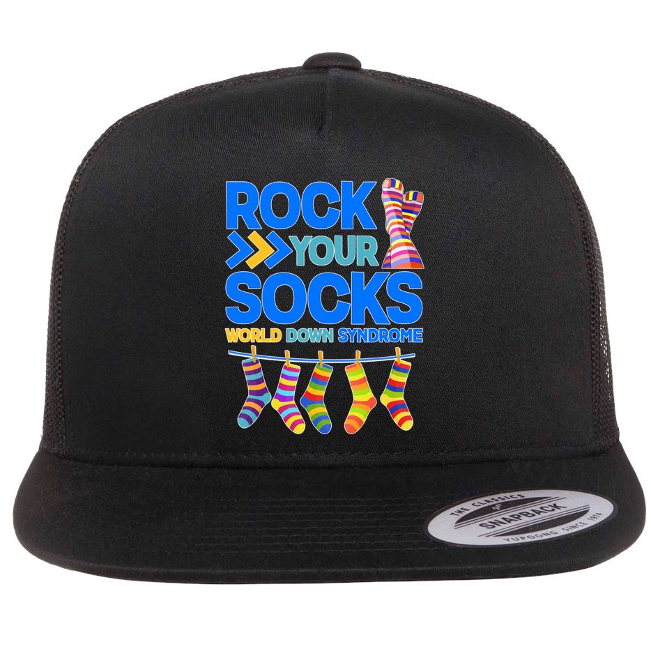 Rock Your Socks World Down Syndrome Awareness Day Flat Bill Trucker Hat