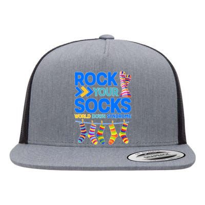 Rock Your Socks World Down Syndrome Awareness Day Flat Bill Trucker Hat