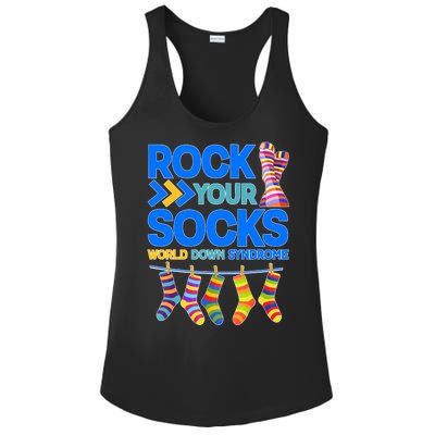 Rock Your Socks World Down Syndrome Awareness Day Ladies PosiCharge Competitor Racerback Tank