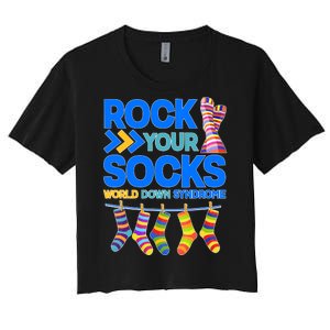 Rock Your Socks World Down Syndrome Awareness Day Women's Crop Top Tee