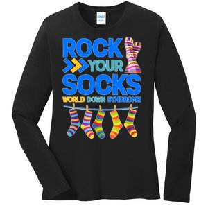 Rock Your Socks World Down Syndrome Awareness Day Ladies Long Sleeve Shirt