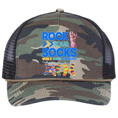 Rock Your Socks World Down Syndrome Awareness Day Retro Rope Trucker Hat Cap