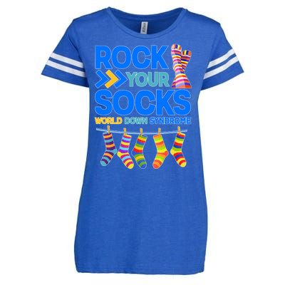 Rock Your Socks World Down Syndrome Awareness Day Enza Ladies Jersey Football T-Shirt