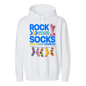 Rock Your Socks World Down Syndrome Awareness Day Garment-Dyed Fleece Hoodie