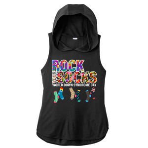 Rock Your Socks World Down Syndrome Day Ladies PosiCharge Tri-Blend Wicking Draft Hoodie Tank