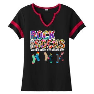 Rock Your Socks World Down Syndrome Day Ladies Halftime Notch Neck Tee