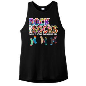 Rock Your Socks World Down Syndrome Day Ladies PosiCharge Tri-Blend Wicking Tank