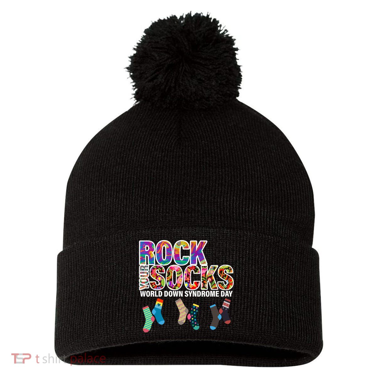 Rock Your Socks World Down Syndrome Day Pom Pom 12in Knit Beanie