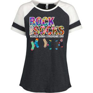 Rock Your Socks World Down Syndrome Day Enza Ladies Jersey Colorblock Tee