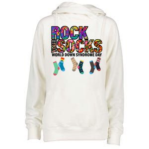 Rock Your Socks World Down Syndrome Day Womens Funnel Neck Pullover Hood