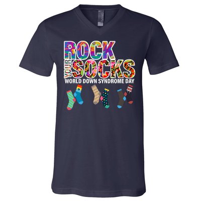 Rock Your Socks World Down Syndrome Day V-Neck T-Shirt