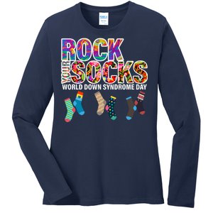 Rock Your Socks World Down Syndrome Day Ladies Long Sleeve Shirt