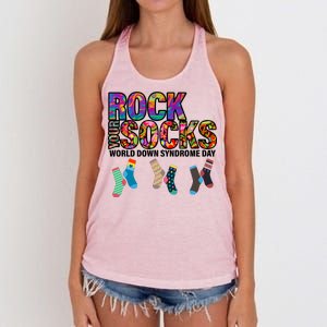 Rock Your Socks World Down Syndrome Day Women's Knotted Racerback Tank