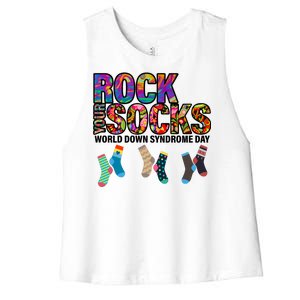 Rock Your Socks World Down Syndrome Day Women's Racerback Cropped Tank