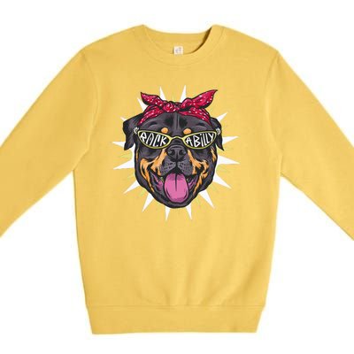 Rockabilly Rottweiler Dog Premium Crewneck Sweatshirt