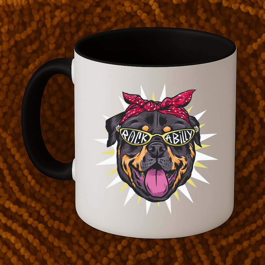 Rockabilly Rottweiler Dog Mug