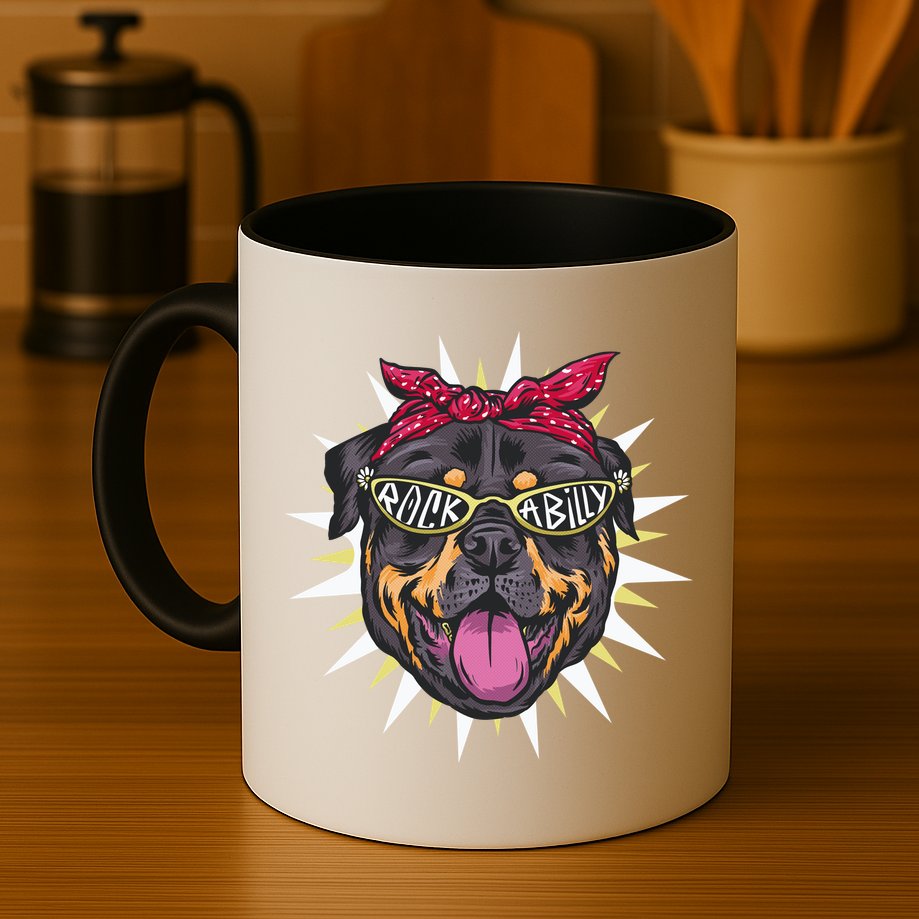 Rockabilly Rottweiler Dog Mug