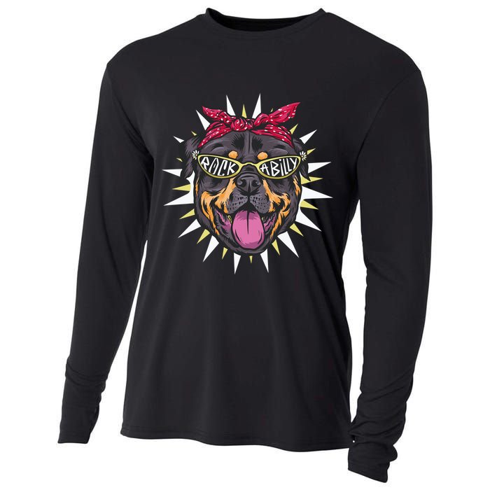 Rockabilly Rottweiler Dog Cooling Performance Long Sleeve Crew