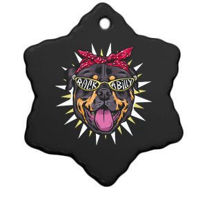 Rockabilly Rottweiler Dog Ceramic Star Ornament