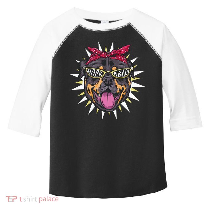 Rockabilly Rottweiler Dog Toddler Fine Jersey T-Shirt