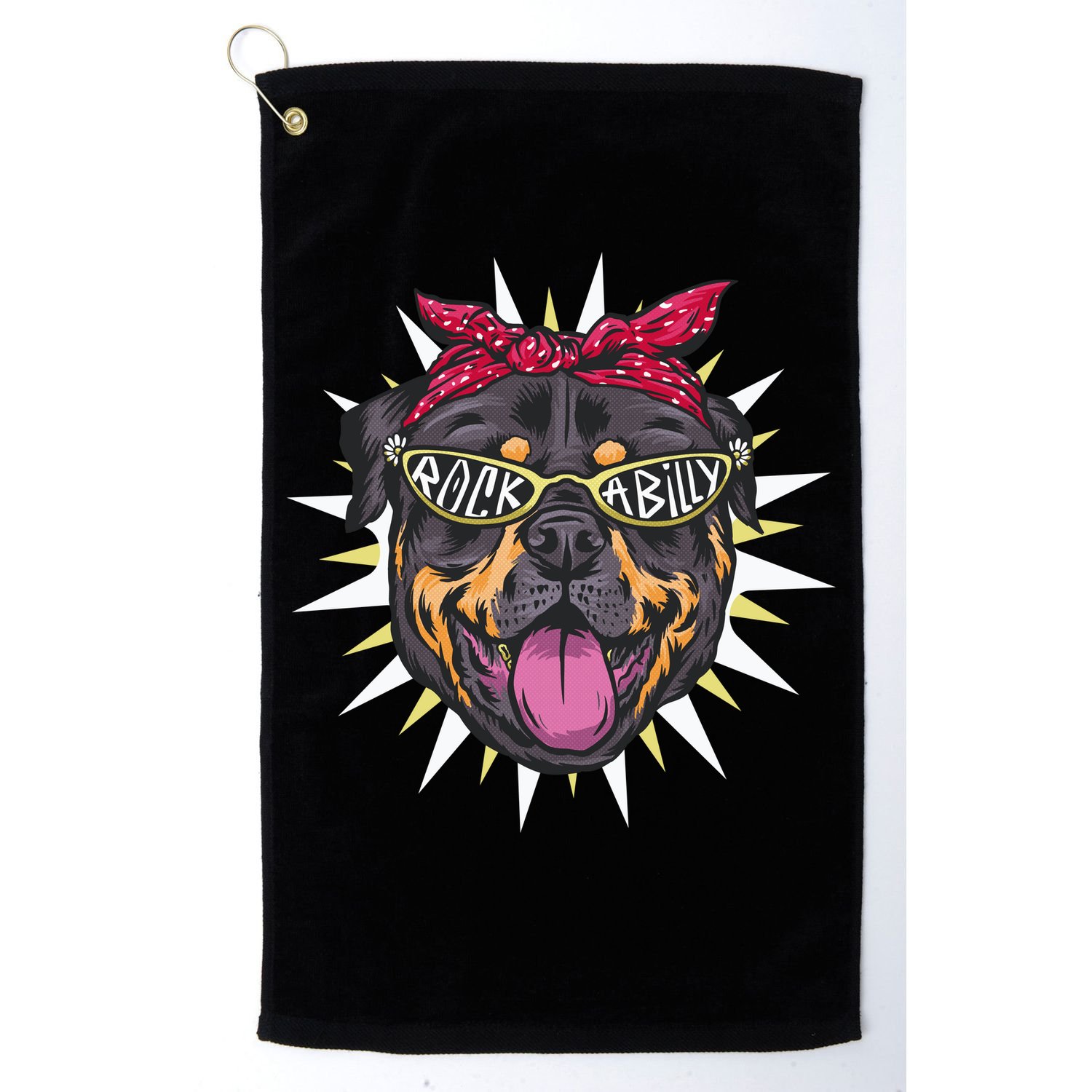 Rockabilly Rottweiler Dog Golf Towel