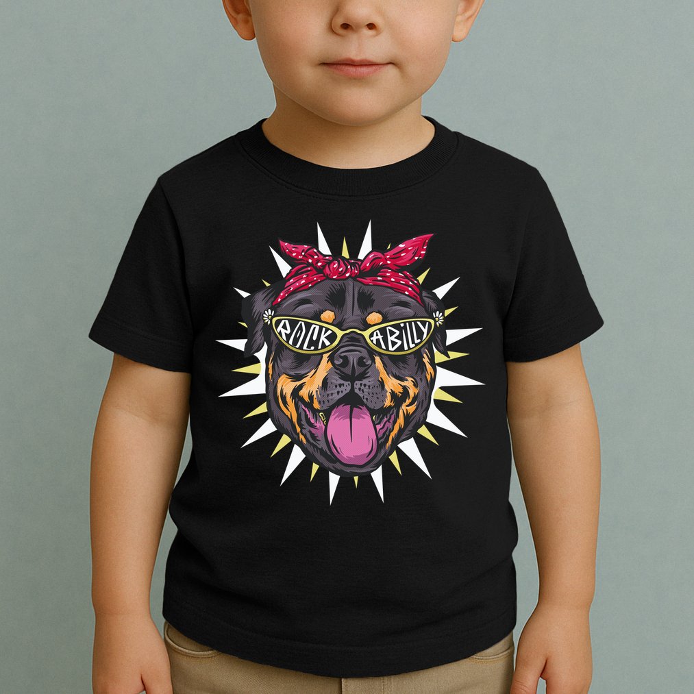 Rockabilly Rottweiler Dog Toddler T-Shirt
