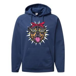 Rockabilly Rottweiler Dog Performance Fleece Hoodie