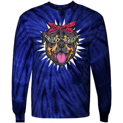 Rockabilly Rottweiler Dog Tie-Dye Long Sleeve Shirt