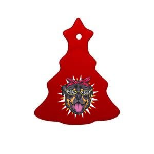 Rockabilly Rottweiler Dog Ceramic Tree Ornament