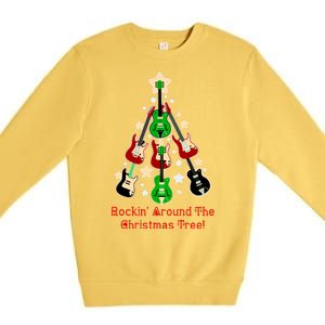 Rockin' Around the Christmas Tree Funny Guitar Premium Crewneck Sweatshirt