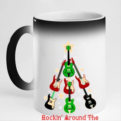 Rockin' Around the Christmas Tree Funny Guitar 11oz Black Color Changing Mug