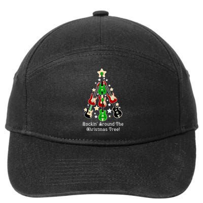 Rockin' Around the Christmas Tree Funny Guitar 7-Panel Snapback Hat