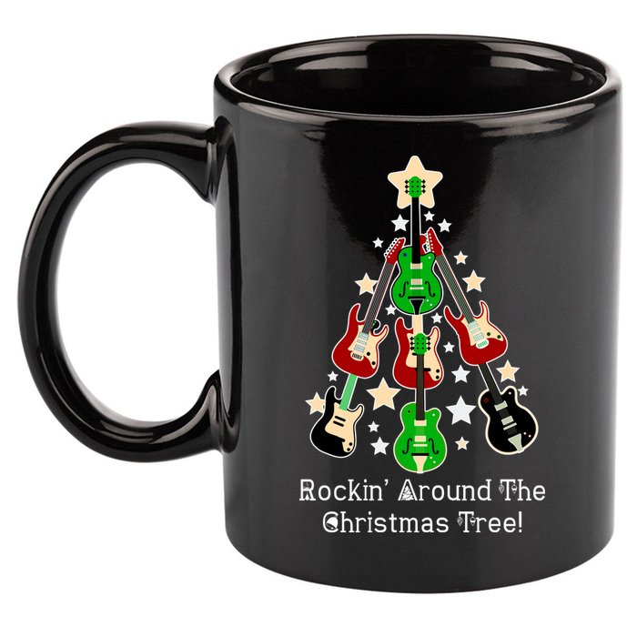 Rockin' Around the Christmas Tree Funny Guitar 11oz C Handle Ceramic Mug